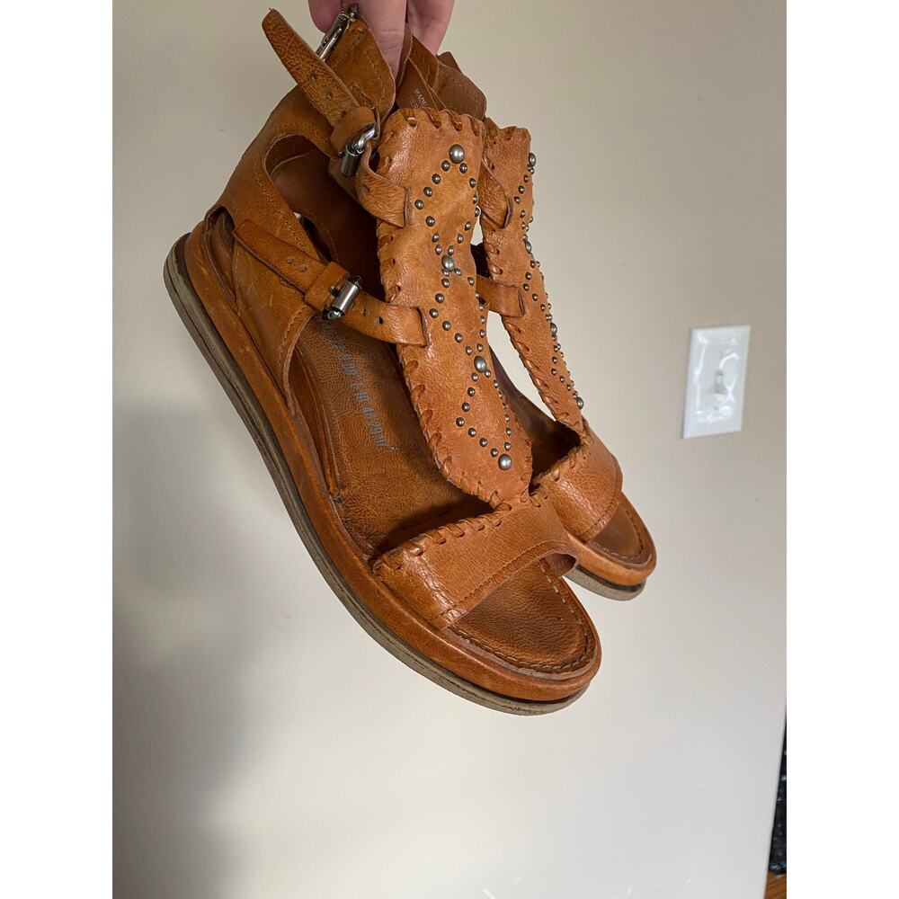 AS 98 Hera Sandals Tan Leather Studded Gladiator Size 40/ US 9 - Picture 3 of 7
